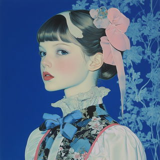 Bluecopy Colossals style, Midjourney V6.1: photographic portrait of female protagonist