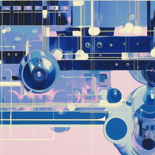 Bluecopy Colossals style, Midjourney V6.1: technical infrastructure blueprint schematics