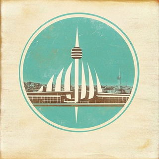 Island Overprint style, Midjourney V6.1: bold minimalist logo design for Istanbul city municipal services