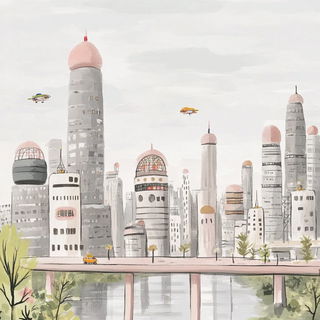 Mangasuture style, Midjourney V6.1: megacity with futuristic bioarchitecture