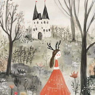 Mangasuture style, Midjourney V6.1: retro fairy-tale illustration