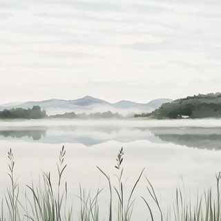 Mangasuture style, Midjourney V6.1: realistic landscape photograph of quiet dawn