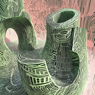 Alizarin Courtwork style, Midjourney V6.1: abstract 3D render