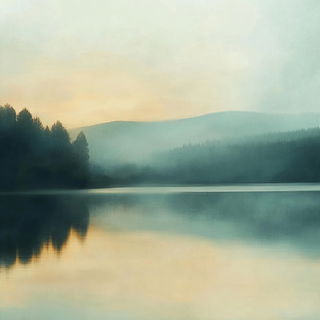 Ornathread style, Midjourney V6.1: realistic landscape photograph of quiet dawn