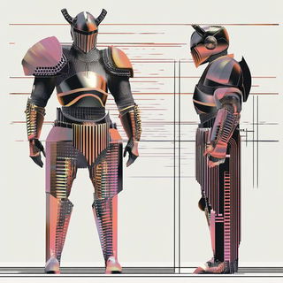 Inkblazonica style, Midjourney V6.1: concept art character design of retropunk steam knight