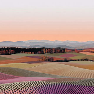 Inkblazonica style, Midjourney V6.1: realistic landscape photograph of quiet dawn