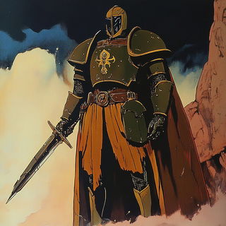 Marshface style, Midjourney V6.1: concept art character design of retropunk steam knight