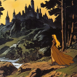 Marshface style, Midjourney V6.1: retro fairy-tale illustration
