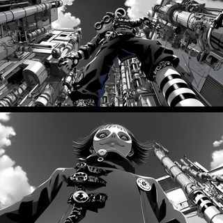 Sgraffito Sunweave style, Midjourney V6.1: black-and-white manga comic strip