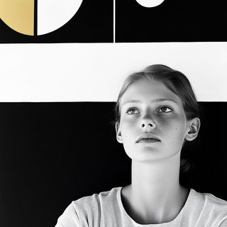 Brushtopography style, Midjourney V6.1: photographic portrait of female protagonist