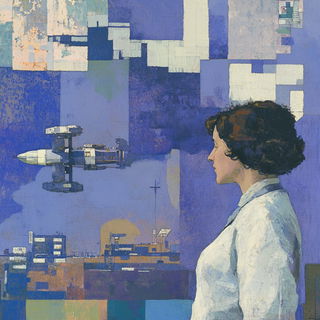 Cranecloud Aria style, Midjourney V6.1: editorial illustration for popular scientific magazine cover