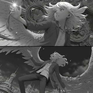 Bulbscale style, Midjourney V6.1: black-and-white manga comic strip