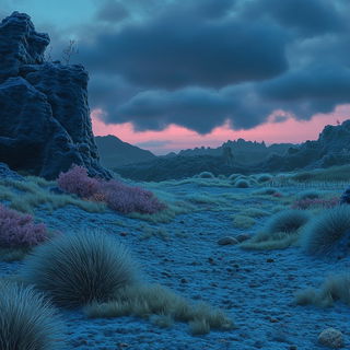 Bulbscale style, Midjourney V6.1: realistic landscape photograph of quiet dawn