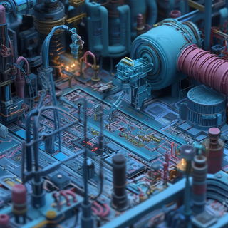 Bulbscale style, Midjourney V6.1: technical infrastructure blueprint schematics