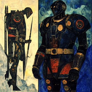 Petalscale style, Midjourney V6.1: concept art character design of retropunk steam knight