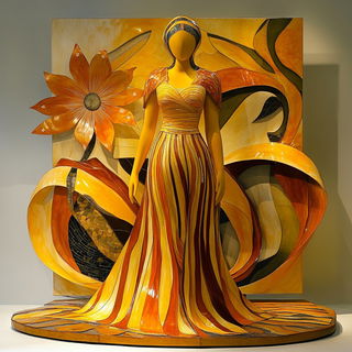 Linomyth style, Midjourney V6.1: haute-couture fashion outfit