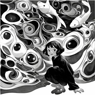 Linomyth style, Midjourney V6.1: black-and-white manga comic strip