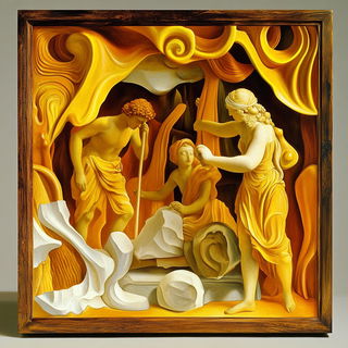 Linomyth style, Midjourney V6.1: classical 18th-century oil painting