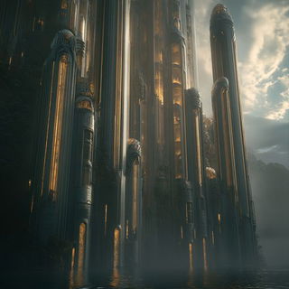 Orbiscript style, Midjourney V6.1: megacity with futuristic bioarchitecture