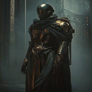 Orbiscript style, Midjourney V6.1: concept art character design of retropunk steam knight