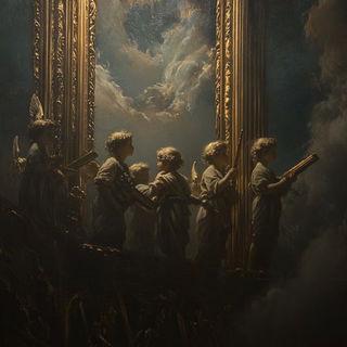 Orbiscript style, Midjourney V6.1: classical 18th-century oil painting
