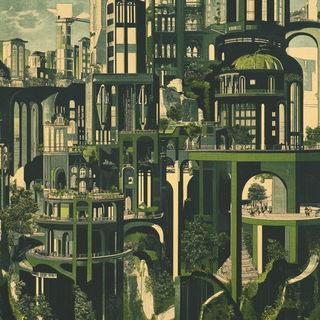 Cosmodance style, Midjourney V6.1: megacity with futuristic bioarchitecture