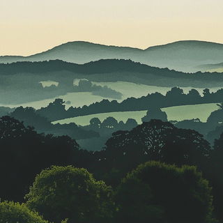 Cosmodance style, Midjourney V6.1: realistic landscape photograph of quiet dawn
