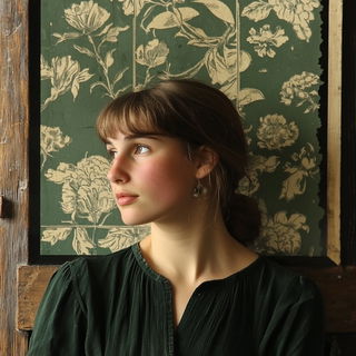 Cosmodance style, Midjourney V6.1: photographic portrait of female protagonist
