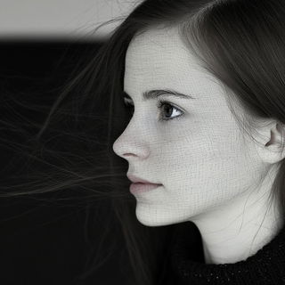 Ruincandle Baroque style, Midjourney V6.1: photographic portrait of female protagonist