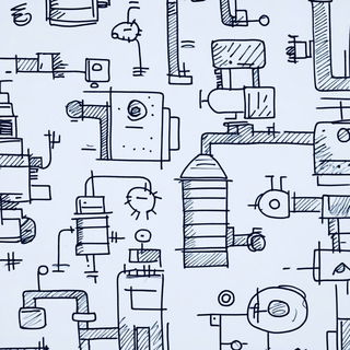 Ruincandle Baroque style, Midjourney V6.1: technical infrastructure blueprint schematics