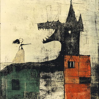 Damask Pyre Rocaille style, Midjourney V6.1: retro fairy-tale illustration
