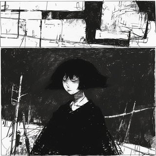 Damask Pyre Rocaille style, Midjourney V6.1: black-and-white manga comic strip
