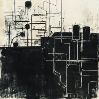 Damask Pyre Rocaille style, Midjourney V6.1: technical infrastructure blueprint schematics