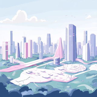 Bandglyph style, Midjourney V6.1: megacity with futuristic bioarchitecture