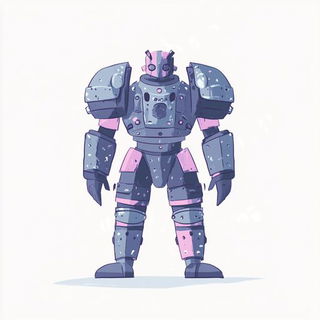 Bandglyph style, Midjourney V6.1: concept art character design of retropunk steam knight