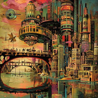 Wet Pavement Exodus style, Midjourney V6.1: megacity with futuristic bioarchitecture