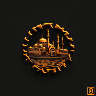 Ultramarine Resist style, Midjourney V6.1: bold minimalist logo design for Istanbul city municipal services