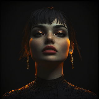 Ultramarine Resist style, Midjourney V6.1: photographic portrait of female protagonist