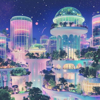 Glazeflora style, Midjourney V6.1: megacity with futuristic bioarchitecture
