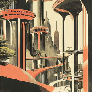 Ruralairism style, Midjourney V6.1: megacity with futuristic bioarchitecture