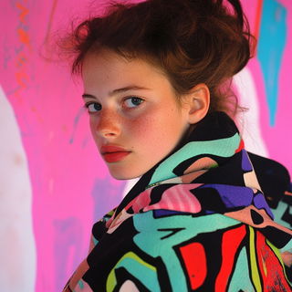 Foliar Panorama style, Midjourney V6.1: photographic portrait of female protagonist