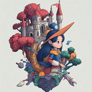 Hydrochrome style, Midjourney V6.1: retro fairy-tale illustration