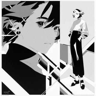 Cryophyte Apertures style, Midjourney V6.1: black-and-white manga comic strip
