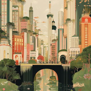 Halation Borough style, Midjourney V6.1: megacity with futuristic bioarchitecture