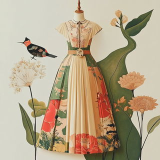 Halation Borough style, Midjourney V6.1: haute-couture fashion outfit