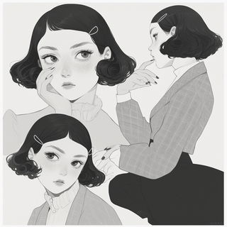 Halation Borough style, Midjourney V6.1: black-and-white manga comic strip