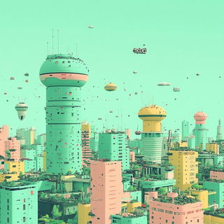 Inkarchipelago style, Midjourney V6.1: megacity with futuristic bioarchitecture