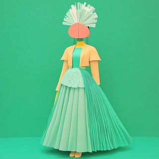 Inkarchipelago style, Midjourney V6.1: haute-couture fashion outfit