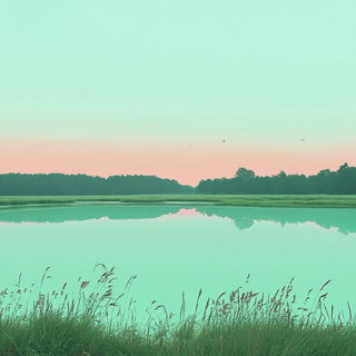 Inkarchipelago style, Midjourney V6.1: realistic landscape photograph of quiet dawn