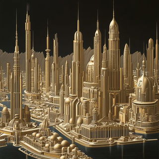 Inkvalley style, Midjourney V6.1: megacity with futuristic bioarchitecture